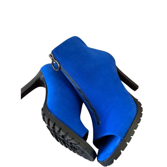 Bar III 7M Dillanf Suede Fabric Upper Ankle Zip Up Boot Blue - Picture 10 of 14